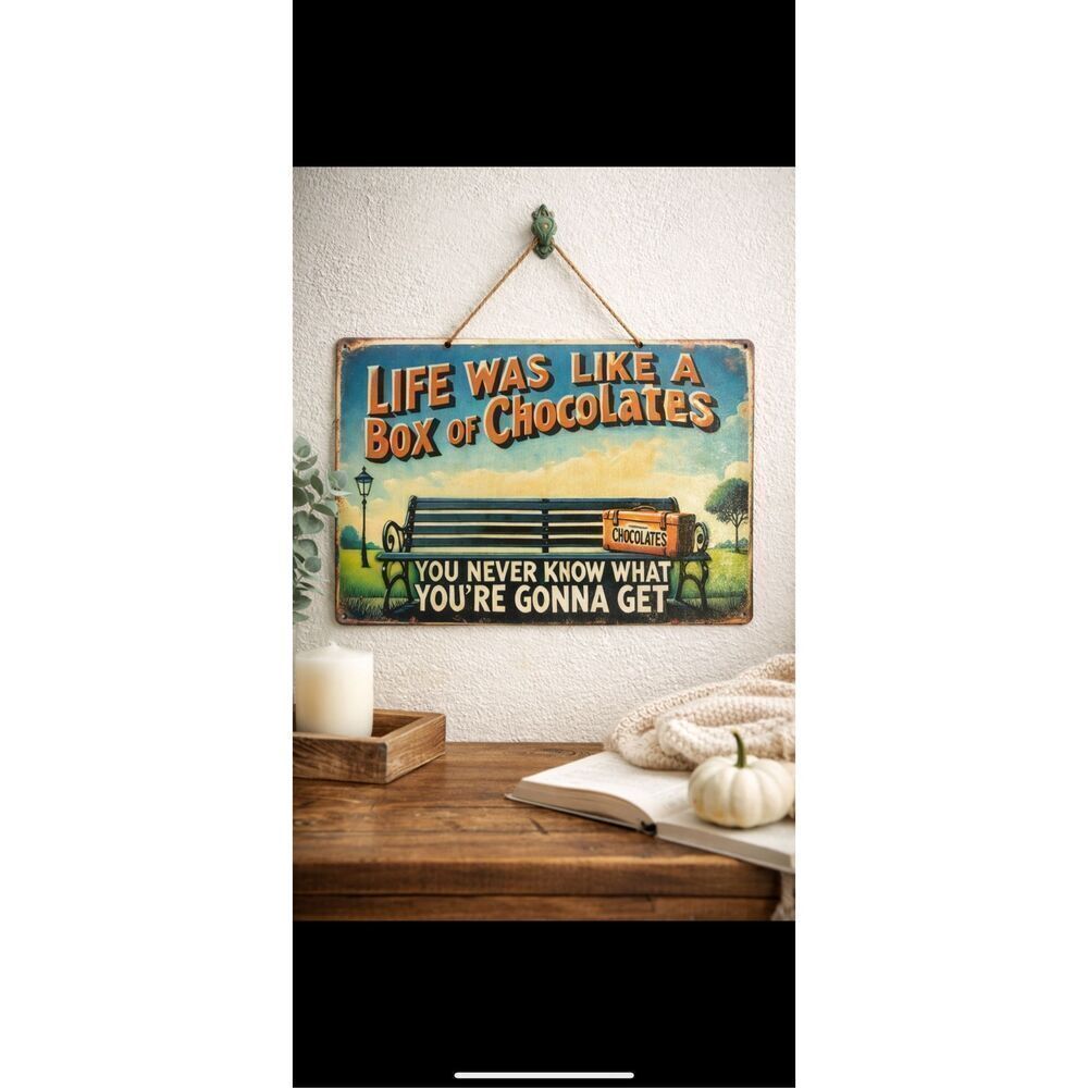 Vintage Style “Life Was Like a Box of Chocolates” Metal Wall Sign